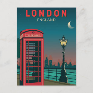 Carte Postale Londres Angleterre Retro Travel Art Vintage