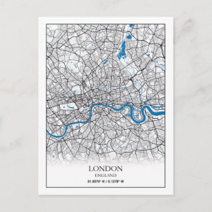 Carte Postale Londres Angleterre Royaume-Uni City Plan Voyage