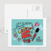 Carte Postale Londres ~ Angleterre Royaume-Uni Travel Art (Devant / Derrière)