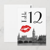 Carte Postale Londres Angleterre Skyline Kiss BW Table Numéro de (Devant / Derrière)