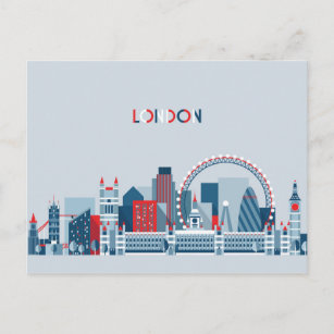 Carte Postale Londres, Angleterre   Skyline rouge, blanc et bleu