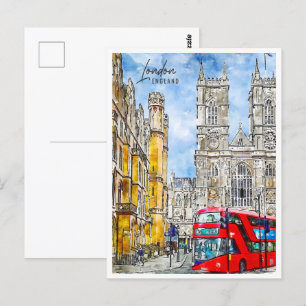 Carte Postale Londres Angleterre Travel Place Watercolor