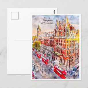 Carte Postale Londres Angleterre Travel Place Watercolor