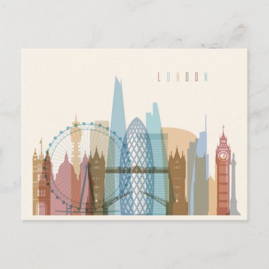 Carte Postale Londres, Angleterre | Ville Skyline (Devant)