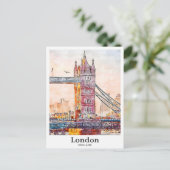 Carte Postale Londres Angleterre Voyage Aquarelle Dessinée à la (Debout devant)