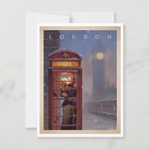 Carte Postale Londres, Kissing in a Phone Booth Retro Inspiré