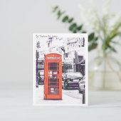 Carte Postale Londres, Red Telephone Box Watercolor (Debout devant)