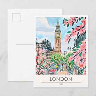 Carte Postale Londres Royaume-Uni Art Illustration Voyage