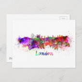 Carte Postale Londres skyline en aquarelle (Devant / Derrière)