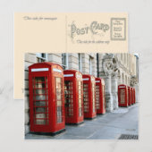 Carte Postale Londres, vieilles boîtes de téléphone rouge (Devant / Derrière)