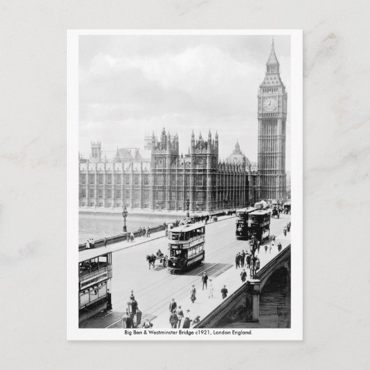 Carte Postale Londres vintage, Big Ben, Westminster Bridge (Devant)