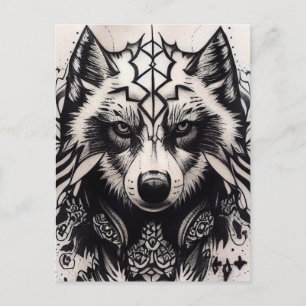 Carte Postale Lone Wolf Tribal Tattoo Wolfs Powerwolf Pack