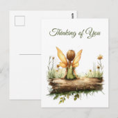 Carte Postale Lonely Fairy assis sur un journal (Devant / Derrière)