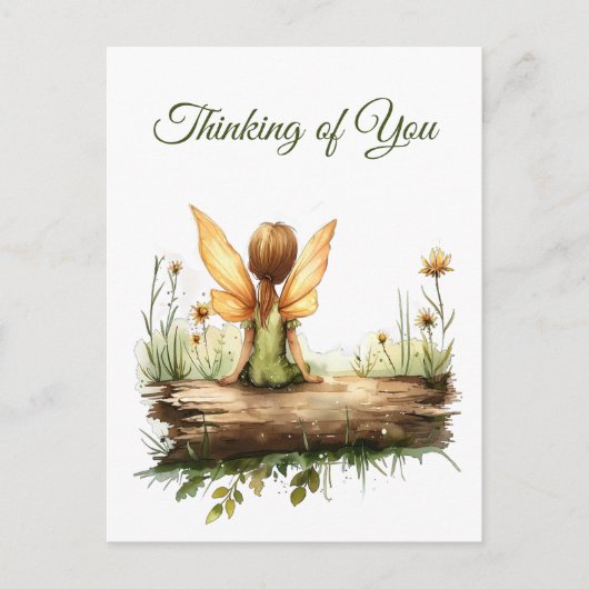Carte Postale Lonely Fairy assis sur un journal (Devant)