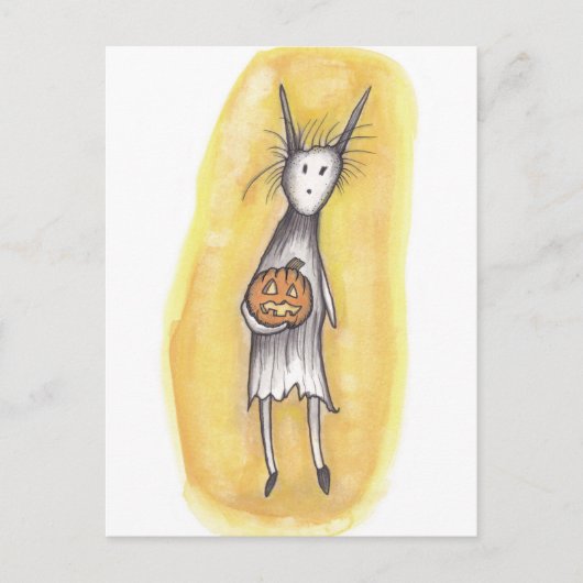 Carte Postale Lonely Ghoul avec Citrouille (Devant)