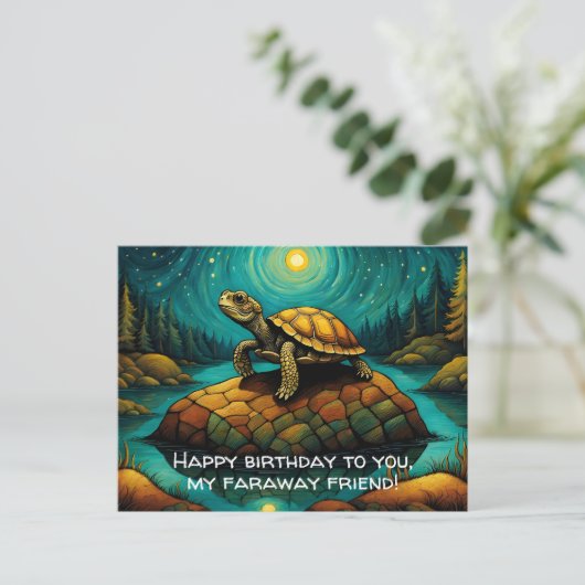 Carte Postale Lonely Turtle Longue distance Ami Anniversaire (Debout devant)