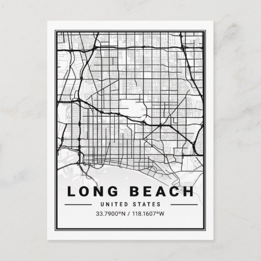 Carte Postale Long Beach California USA Travel City Map (Devant)