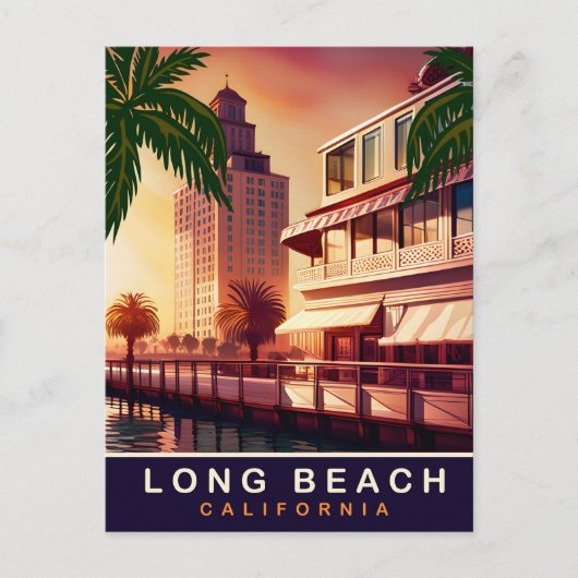 Carte Postale Long Beach, Californie, Front de mer, Voyage (Devant)