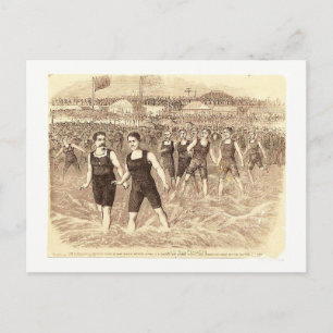 Carte Postale Long Branche NJ, Match de natation 1874