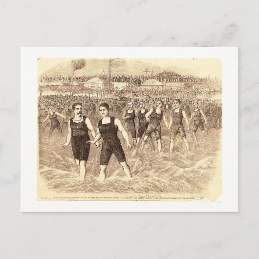 Carte Postale Long Branche NJ, Match de natation 1874 (Devant)