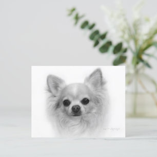 Carte Postale Long Coat Chihuahua - Œuvre d'art réalisée à la ma
