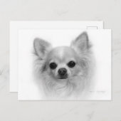 Carte Postale Long Coat Chihuahua - Œuvre d'art réalisée à la ma (Devant / Derrière)