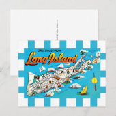 Carte Postale  Long Island, NY Striped Map Postcard (Devant / Derrière)