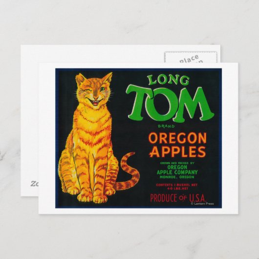 Carte Postale Long Tom Apple Crate Label Monroe, OU (Devant / Derrière)