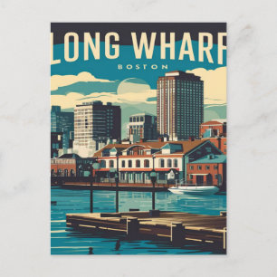 Carte Postale Long Wharf Boston Vintage