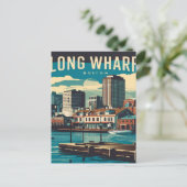 Carte Postale Long Wharf Boston Vintage (Debout devant)