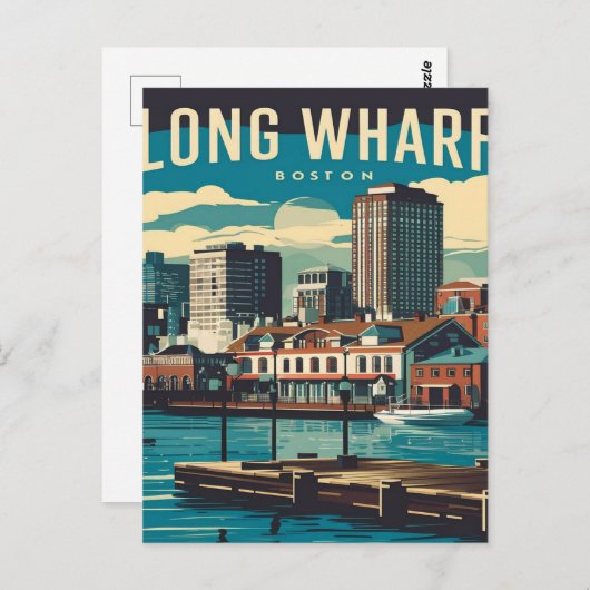 Carte Postale Long Wharf Boston Vintage (Devant / Derrière)