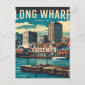 Carte Postale Long Wharf Boston Vintage (Devant)
