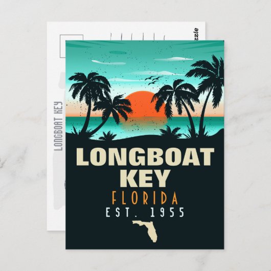 Carte Postale Longboat Key Florida Retro Sunset Souvenirs 60s (Devant / Derrière)