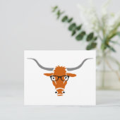 Carte Postale Longhorn avec lunettes Hipster (Debout devant)