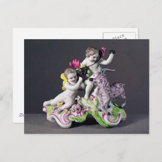 Carte Postale Longton Hall group, deux putti avec chèvre, vers 1 (Devant / Derrière)