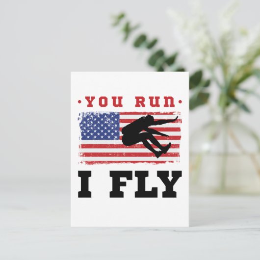 Carte Postale Longue Sauter Drapeau Américain Vous Exécutez Je V (Debout devant)