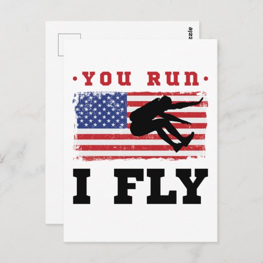 Carte Postale Longue Sauter Drapeau Américain Vous Exécutez Je V (Devant / Derrière)