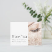 Carte Postale Longues Cils Pailleté Crème Beige Merci (Debout devant)