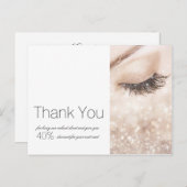 Carte Postale Longues Cils Pailleté Crème Beige Merci (Devant / Derrière)