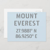Carte Postale Longueur de la latitude du mont Everest (Devant / Derrière)