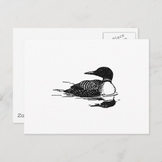 Carte Postale Loon Line Art (Devant / Derrière)