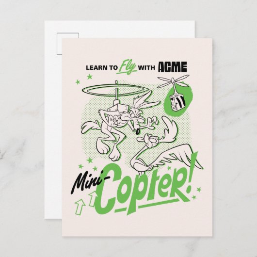 Carte Postale LOONEY TUNES™ | WILE E. COYOTE™ Acme Mini-Hélicopt (Devant / Derrière)