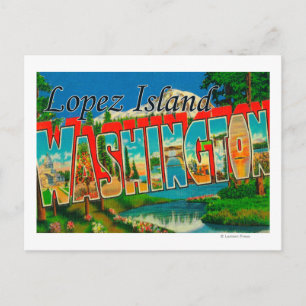 Carte Postale Lopez Island, Washington - Scènes de grandes lettr