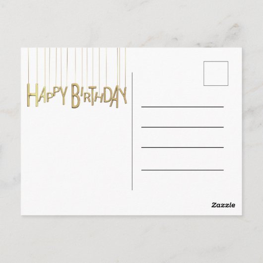 Carte Postale L'or Hanging Lettering sur le noir Joyeux annivers (Dos)