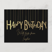 Carte Postale L'or Hanging Lettering sur le noir Joyeux annivers (Devant)