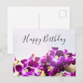 Carte Postale L'orchidée violette est sur fond blanc pour un ann (Devant / Derrière)
