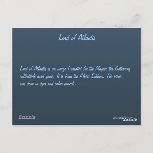 Carte Postale Lord d'Atlantis (Dos)