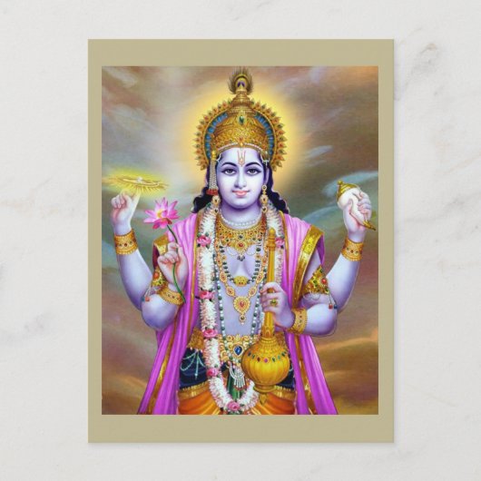 Carte Postale Lord Vishnu Floral Art (Devant)