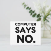 CARTE POSTALE L'ORDINATEUR DIT NON (Debout devant)