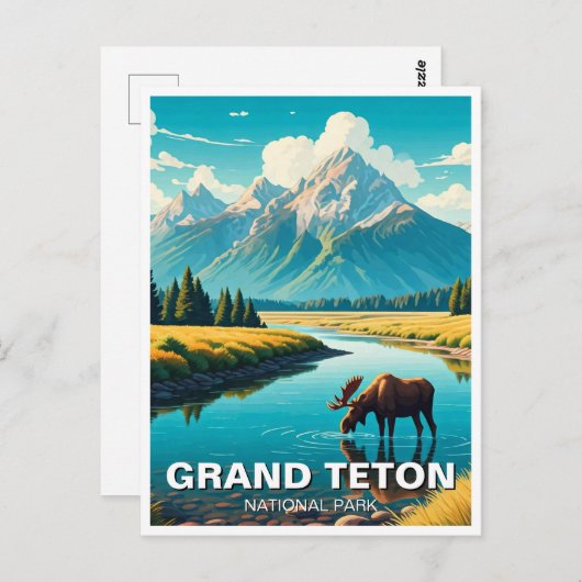 Carte Postale L'orignal dans le parc national de Grand Teton (Devant / Derrière)